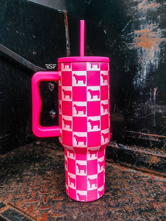 Checkered Show Animal 40oz Cup: Calf - Pink